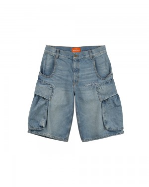 Denim Naked Wolfe Denim Cargo Shorts Light Blue | IFHMVG169