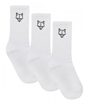 Festival Season Naked Wolfe 3 Pack Womens Egyptian Cotton Socks White | IWKDFP481