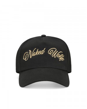 Klobuky Naked Wolfe Signature Unconstructed Cap Black/Gold | XKLETD538