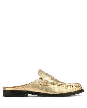 Mokasiny Naked Wolfe Gleam Eel Print Leather Gold | IXHBRU476