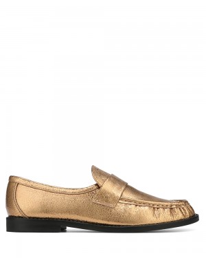 Mokasiny Naked Wolfe Goldie Foil Sheep Leather Gold | NSGDCU158