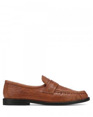 Mokasiny Naked Wolfe Goldie Sheep Leather Ostrich Print Tan | HJXVTA374