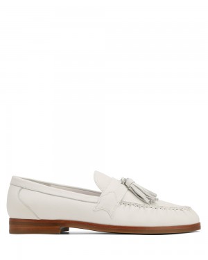 Mokasiny Naked Wolfe Lido Pure White Wave Cow Suede | UKYATV109