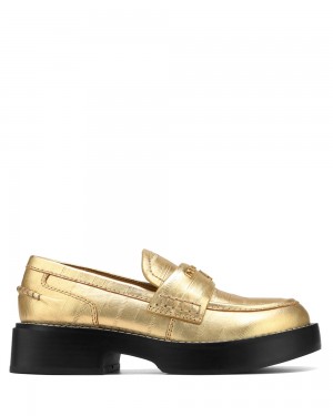 Mokasiny Naked Wolfe Swan Eel Print Leather Gold | ZAXSLF523