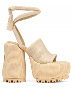 Podpätky Naked Wolfe Beach Off White Raffia | FDWTKA974