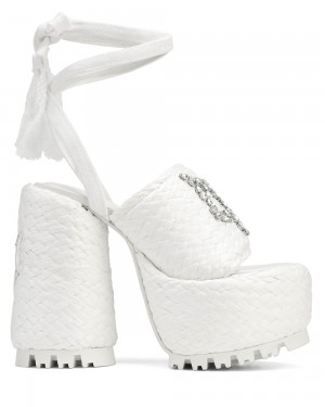 Podpätky Naked Wolfe Beach Raffia White | WSYVHE654