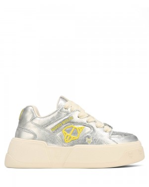 Tenisky Naked Wolfe Crash Foil Leather Silver | DKGENJ769