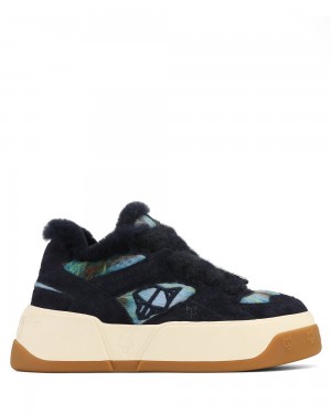 Tenisky Naked Wolfe Crash Hairy Cow Suede/Wool Blue | OHKQNL319