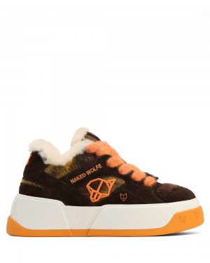 Tenisky Naked Wolfe Crash Hairy Cow Suede/Wool Orange | JBRHYV845