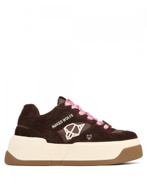 Tenisky Naked Wolfe Crash Hairy Suede Brown | HGVFMW591