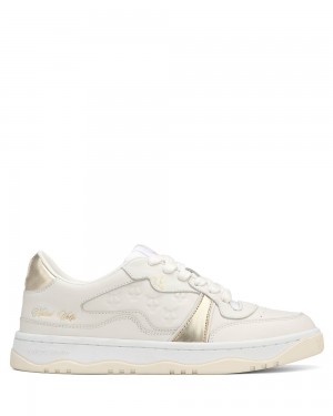 Tenisky Naked Wolfe Flight Genysis Leather/Suede White/Gold | SXYIQC427