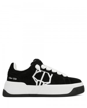 Tenisky Naked Wolfe Kray Hairy Cow Suede Black/White | LNRGTA103