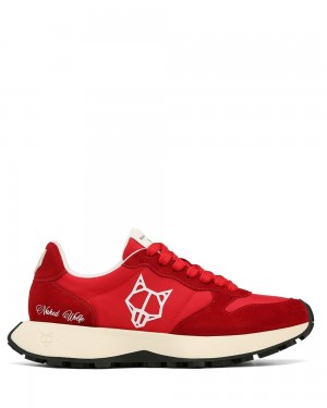 Tenisky Naked Wolfe Plug Suede & Nylon Red | HQIXFR798