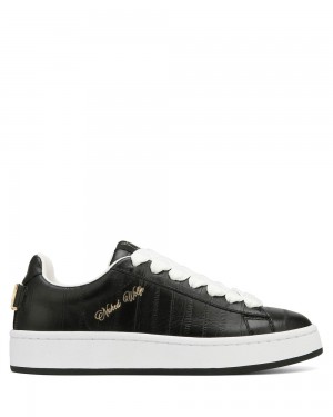 Tenisky Naked Wolfe Suri Eel Print Leather Black | KMFLHD496