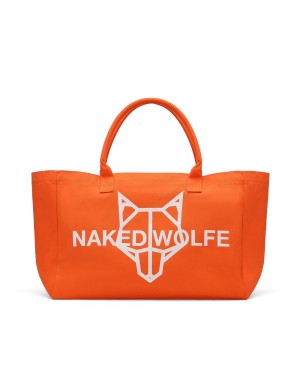 Tote Naked Wolfe Canvas Tote Bag Orange | OVXPDM478
